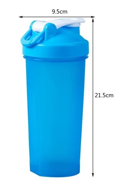 Mavi 600 ml 600 ml Protein Shaker Şişe Protein Tozu Shake Kupası Spor Salonu Ffitness Spor Shaker Slushy Bardak W/ölçekli Taşınabilir Su Şişesi (Yurt Dışından)