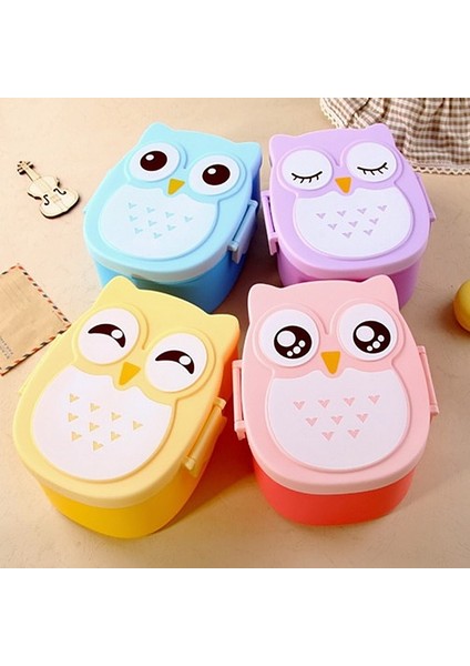 1 Takım Karikatür Baykuş Şekilli Öğle Yemeği Kutusu Bento Kutusu Taşınabilir Gıda Kabı Çocuklar Için Kaşıkla Çocuk Öğrenci Gıda Saklama Kutusu Açık Piknik (Yurt Dışından) modelleri