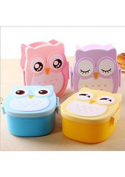 1 Takım Karikatür Baykuş Şekilli Öğle Yemeği Kutusu Bento Kutusu Taşınabilir Gıda Kabı Çocuklar Için Kaşıkla Çocuk Öğrenci Gıda Saklama Kutusu Açık Piknik (Yurt Dışından) fırsatları