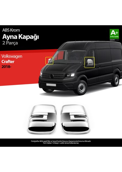 Volkswagen Crafter Abs Krom Ayna Kapağı 2 Prç. 2018 Üzeri A+ Kalite