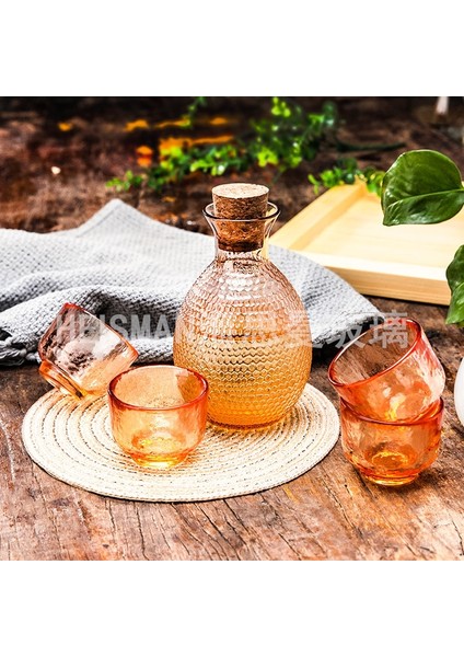 22 Solmuş Japon Dövülmüş Cam Şarap Seti Sake Şişesi Seti Baijiu Şarap Isıtıcısı, Isıya Dayanıklı Sıcak Şarap Şişesi, Şarap Distribütörü, (Yurt Dışından)
