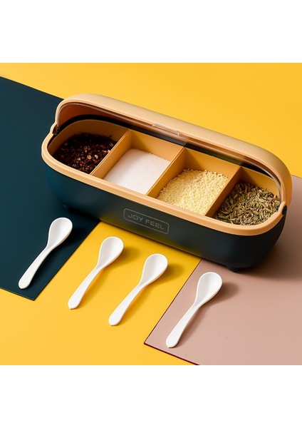 Fildişi 4 Izgaralar Baharat Kutusu Mutfak Tuz Biber Baharat Rafı Kavanoz Şekerlik Mutfak Gadget Kavanoz Seti Baharat Kutusu Organizatör Alet Konteyner (Yurt Dışından) fiyatları