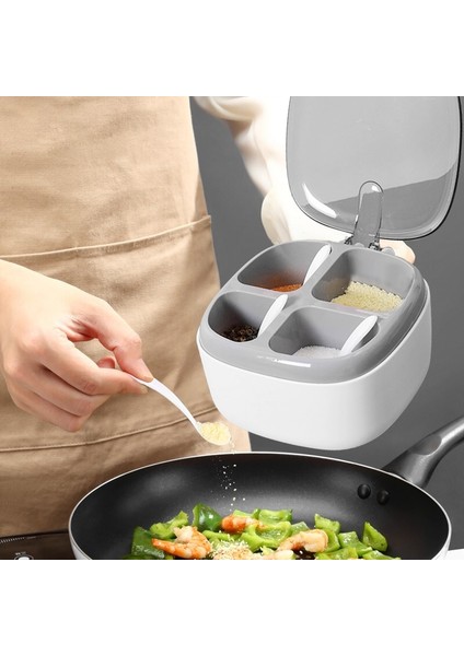 Gri 4 In 1 Plastik Baharat Kutusu Kaşık Baharat Kavanoz Baharat Kavanozları Çok Bölmeli Bitki Tencere Mutfak Aksesuarları Baharat Kabı (Yurt Dışından) modelleri