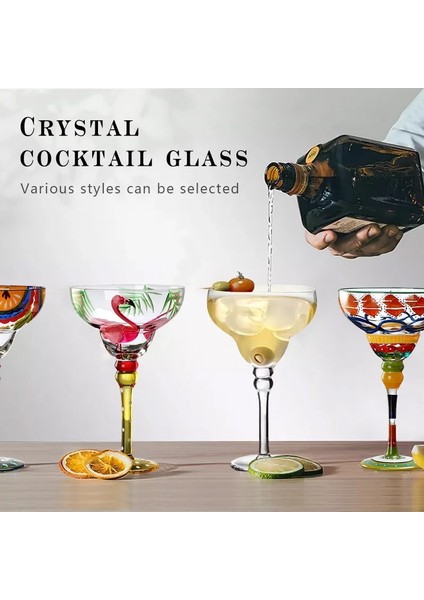 Stil E Renkli Çizim Margarita Şarap Bardakları Yaratıcı Renkli Kokteyl Fincanı Zarif Kadeh Düğün Parti Drinkware Şampanya Bardağı (Yurt Dışından) fiyatları