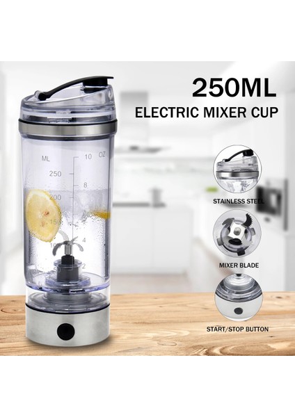 Pillerle (Değil) 250ML 250ML Elektrikli Protein Shake Karıştırıcı USB Shake Şişesi Süt Kahve Blender Su Isıtıcısı Fitness Vortex Tornado Akıllı Mikser 2020 Yeni (Yurt Dışından)