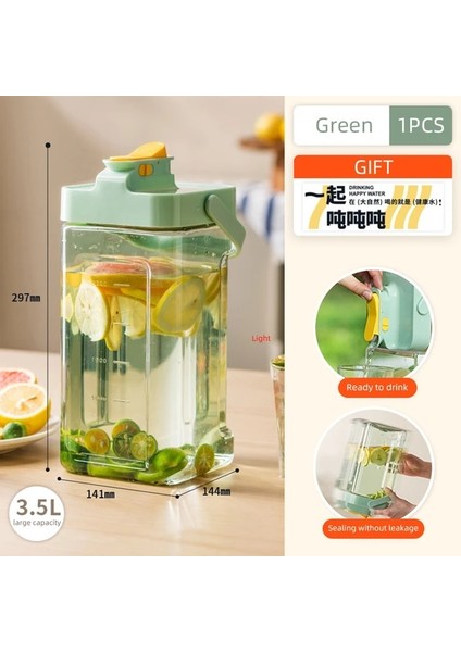 Yeşil 3.5l Buzdolabı Soğuk Su Şişesi Büyük Kapasiteli Su Isıtıcısı Musluklu Buzlu Içecek Dispenseri Mutfak Drinkware Meyve Suyu Kabı (Yurt Dışından) fiyatları