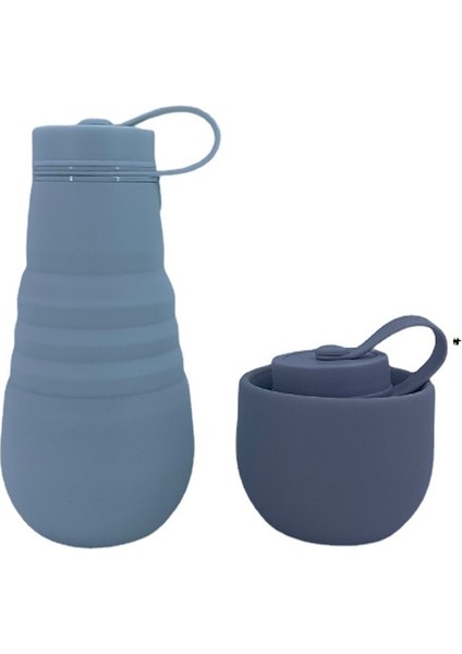 Gri 500 ml Vaso Plegable Silikon Katlanır Bardak Seyahat Spor Su Şişesi Termos Silikon Şişe Tazas De Café Katlanabilir Bardak (Yurt Dışından)