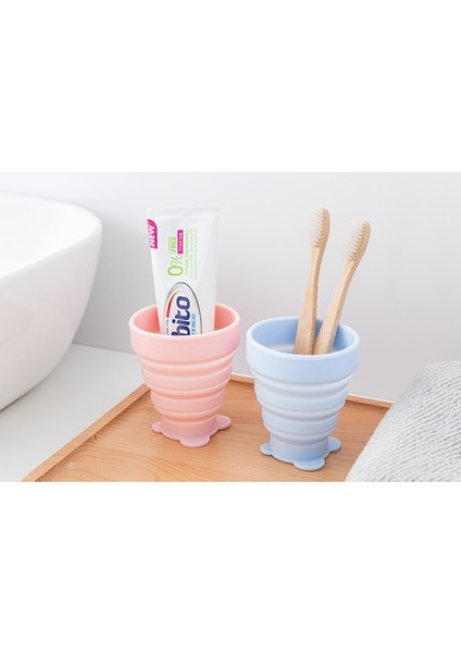 Pembe Panda 200 ml Teleskopik Su Bardağı Açık Katlanır Fırçalama Ağız Fincan Seyahat Taşınabilir Silikon Kamp Yürüyüş Su Bardağı Drinkware (Yurt Dışından)