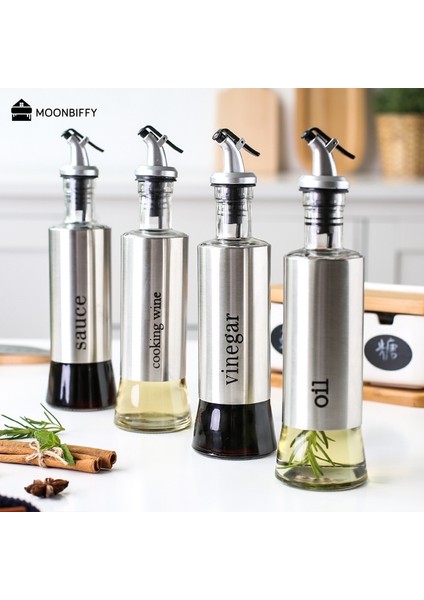 Sirke 500ML Paslanmaz Çelik Yağ Şişesi Damlamasız Şişeler Soya Cruet Sosu Sirke Çeşni Dağıtıcı Sağlam Baharat Kavanozları Mutfak Aksesuarları (Yurt Dışından)