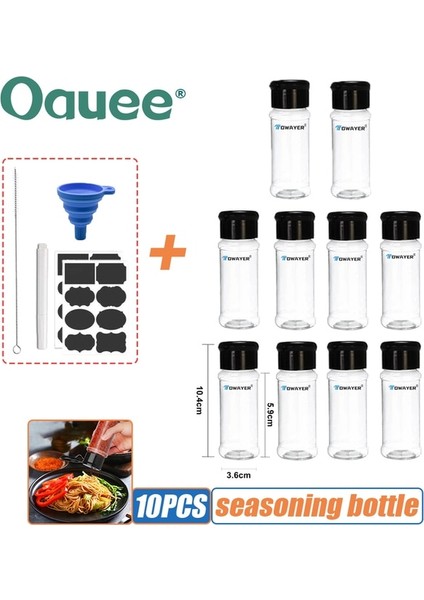 10 Adet 100ML Baharat Şişeleri Plastik Saklama Baharat Kavanozu Şeffaf Tuz Baharat Çalkalayıcı Kavanozları ve Etiket Barbekü Çeşni Mutfak Gadget Araçları (Yurt Dışından)