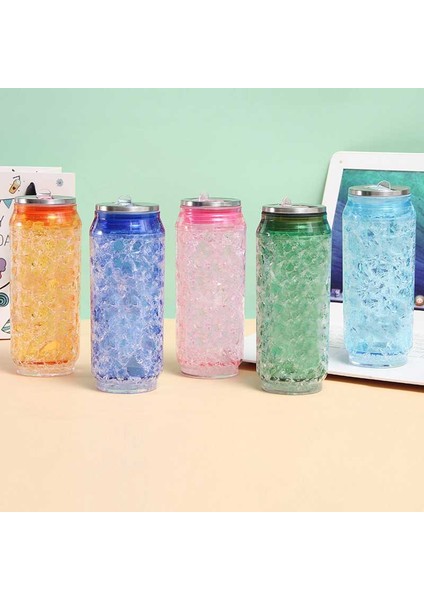 F 450ML 450ML Plastik Kola Su Şişesi Çift Katmanlı Ezilmiş Buz Pipetli Bardak Yaratıcı Kola Kutusu Bardak Düğün Parti Için (Yurt Dışından)