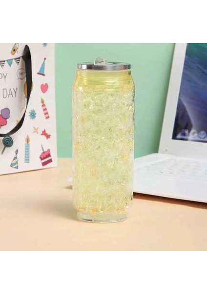 F 450ML 450ML Plastik Kola Su Şişesi Çift Katmanlı Ezilmiş Buz Pipetli Bardak Yaratıcı Kola Kutusu Bardak Düğün Parti Için (Yurt Dışından)