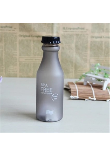 Siyah 550 ml Şeker Renkli Buzlu Sızdırmaz Plastik Taşınabilir Kırılmaz Soda Şişesi Mühürlü Su Bardağı Içecek Su Şişesi (Yurt Dışından)