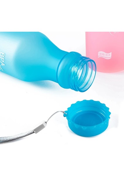 Siyah 550 ml Şeker Renkli Buzlu Sızdırmaz Plastik Taşınabilir Kırılmaz Soda Şişesi Mühürlü Su Bardağı Içecek Su Şişesi (Yurt Dışından)