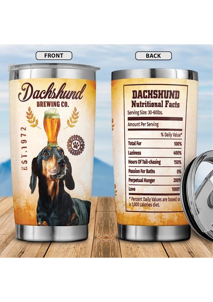 Stil 8 Tumbler Dachshund Bayrağı Köpek Paslanmaz Çelik Kahve Seyahat Kapaklı Kupa Sızdırmaz Seyahat Bardak Sıcak ve Soğuk Içecekler Bardak 20 Oz (Yurt Dışından) indirimleri