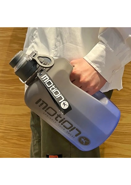 Mavi Degrade 2460ML 2.46L Su Şişesi Büyük Kapasiteli Su Isıtıcısı Saman ile Spor Fitness Kamp Bisiklet Açık Taşınabilir Spor Salonu Büyük Su Bardağı Ölçekli (Yurt Dışından)