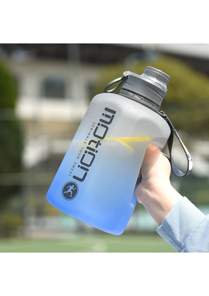 Mavi Degrade 2460ML 2.46L Su Şişesi Büyük Kapasiteli Su Isıtıcısı Saman ile Spor Fitness Kamp Bisiklet Açık Taşınabilir Spor Salonu Büyük Su Bardağı Ölçekli (Yurt Dışından)