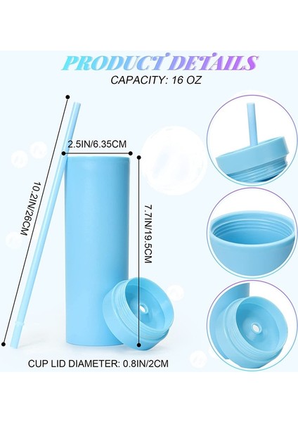 Beyaz 16OZ Çift Duvar Sıska Bardak Plastik Dövme Su Şişesi Mat Bitmiş 16OZ Düz Bardak Yalıtımlı Bardak Kahve Kamışlı Kupa (Yurt Dışından)