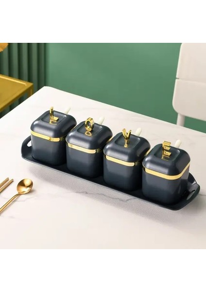 4 Izgaralar Gri Baharat Kutusu Seti Tuz Biber Baharat Rafı Kavanoz Şekerlik Mutfak Gadget Cihazı Setleri Baharat Kapaklı Kutu Organizatör Aracı (Yurt Dışından) fiyatları