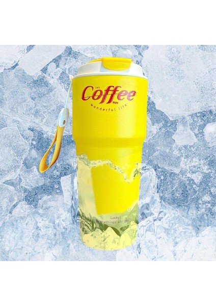 Yeşil 620 ml Buzlu Kahve Paslanmaz Çelik Vakum Bardak Yalıtımlı Seyahat Kahve Saplı Şişe Duvar Paslanmaz Çelik Vakum Kahve Termal (Yurt Dışından)