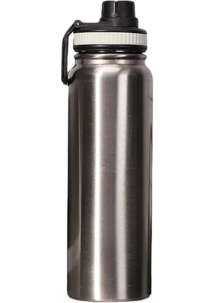 Gümüş 600 ml Paslanmaz Çelik Açık Termos Bardak Büyük Kapasiteli Uzay Pot 600/800/1000 ml Taşınabilir Spor Seyahat Araba Su Bardağı Su Isıtıcısı (Yurt Dışından)