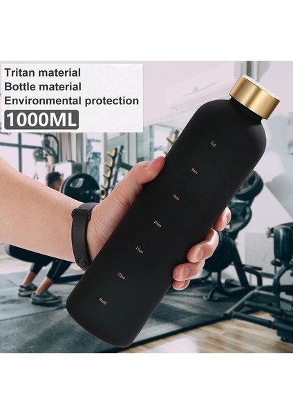 Yeşil Mor 1000 ml 1 Litre Su Şişesi Motivasyon Içme Şişesi Spor Su Şişeleri Zaman Işaretleyici Çıkartmalar ile Taşınabilir Yeniden Kullanılabilir Plastik Bardaklar (Yurt Dışından)