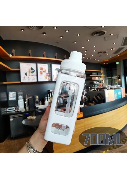 Beyaz C 900ML Ayı Pastel Su Şişesi 3D Etiketli 700ML/900ML Plastik Seyahat Çay Suyu Süt Taşınabilir Sevimli Shaker Içme Şişesi Hediye (Yurt Dışından)