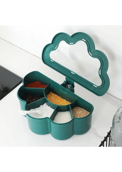 B Kaşıklı Baharat Kutusu Baharat Kavanoz 4 In 1 Çok Bölmeli Tuz Biber Baharat Kavanozları Tencere Mutfak Aksesuarları Çeşni Kabı (Yurt Dışından)