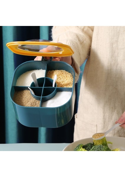 B Kaşıklı Baharat Kutusu Baharat Kavanoz 4 In 1 Çok Bölmeli Tuz Biber Baharat Kavanozları Tencere Mutfak Aksesuarları Çeşni Kabı (Yurt Dışından) modelleri