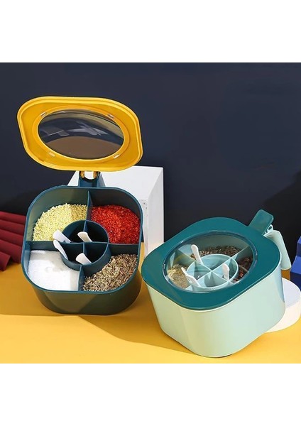 B Kaşıklı Baharat Kutusu Baharat Kavanoz 4 In 1 Çok Bölmeli Tuz Biber Baharat Kavanozları Tencere Mutfak Aksesuarları Çeşni Kabı (Yurt Dışından) indirimleri