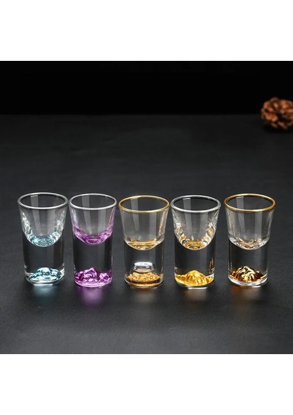 F 6 Adet 6'lı Paket 0.5 Oz Mini Boy Gözlük Şeffaf Samimi Tekila Bardağı Viski Shot Bardağı Seti Ruh Gözlükleri Altın Kenarlı Holografik (Yurt Dışından)