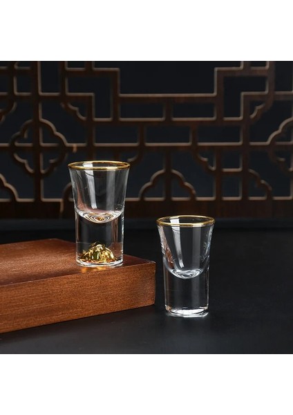 F 6 Adet 6'lı Paket 0.5 Oz Mini Boy Gözlük Şeffaf Samimi Tekila Bardağı Viski Shot Bardağı Seti Ruh Gözlükleri Altın Kenarlı Holografik (Yurt Dışından)