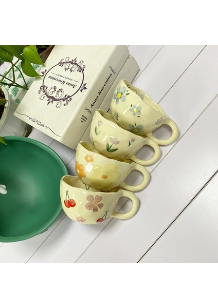 Pembe Kiraz 201-300 ml Seramik Kupalar Kahve Fincanları El Sıkıştırılmış Düzensiz Çiçek Süt Çay Bardağı Ins Kore Tarzı Yulaf Ezmesi Kahvaltı Kupa Drinkware Mutfak (Yurt Dışından) indirimleri