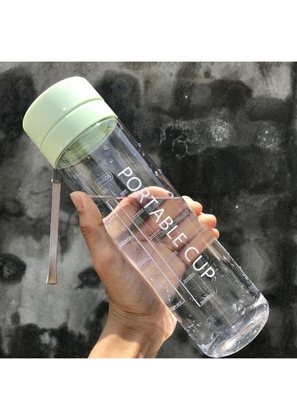 Şeffaf Yeşil 800ML 800ML/600ML Büyük Kapasiteli Spor Meyve Limon Suyu Içme Şişesi Demlik Temizle Taşınabilir Plastik Su Şişesi (Yurt Dışından)