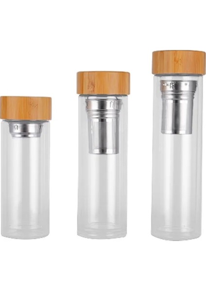 L 500ML 300-500ML 300/400/500ML Çift Duvarlı Cam Su Şişesi Çay Demlik Ofis Çay Bardağı Paslanmaz Çelik Filtreler Bambu Kapak Seyahat Ev Drinkware (Yurt Dışından)