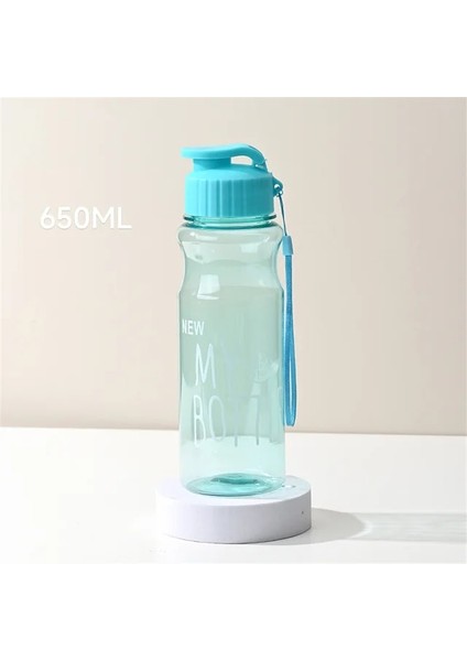Gökyüzü Mavi 650ML 650ML Su Bardağı Spor Su Şişesi Çift Su Bardağı Plastik Taşınabilir Su Deposu Anti-Damla Açık Halat Su Şişesi Hediye Kupa (Yurt Dışından)
