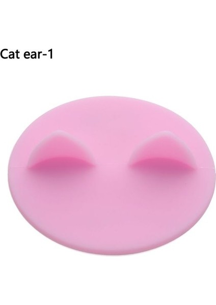 Kedi Kulak-1 10 cm Karikatür Silikon Çay Bardağı Kapağı Yeniden Kullanılabilir Toz Geçirmez Sızdırmaz Çay Kahve Kapakları Sevimli Kedi Tavşan Kulak Bardağı Kapağı Vantuz Kapağı (Yurt Dışından)