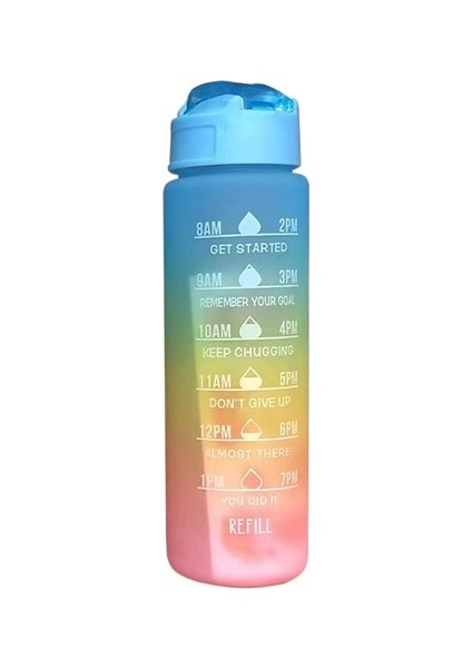 Tip 2-Mavi 900 ml 2 Litre Spor Su Şişesi Samanlı Açık Erkek Kadın Spor Su Şişeleri Zaman Marker ile Drinkware Plastik Spor Şişe (Yurt Dışından)