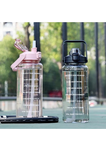 Tip 2-Mavi 900 ml 2 Litre Spor Su Şişesi Samanlı Açık Erkek Kadın Spor Su Şişeleri Zaman Marker ile Drinkware Plastik Spor Şişe (Yurt Dışından)