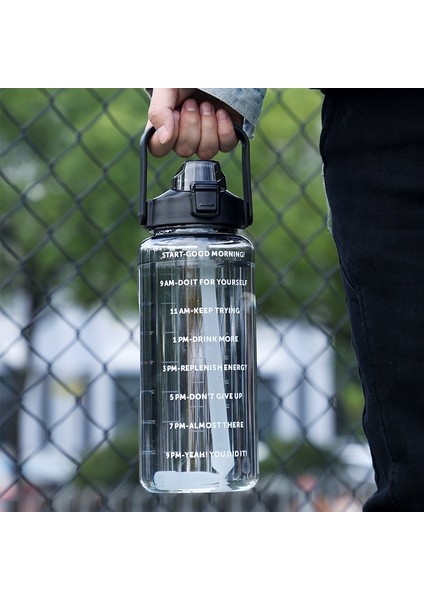Tip 2-Mavi 900 ml 2 Litre Spor Su Şişesi Samanlı Açık Erkek Kadın Spor Su Şişeleri Zaman Marker ile Drinkware Plastik Spor Şişe (Yurt Dışından)