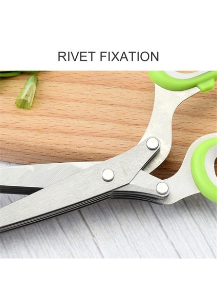 Yeşil Üç Katmanlı Çok Katmanlı Makas Güvenli Kapaklı Kullanışlı Paslanmaz Çelik Çok Fonksiyonlu Pişirme Malzemeleri Mutfak Makas (Yurt Dışından) fırsatları