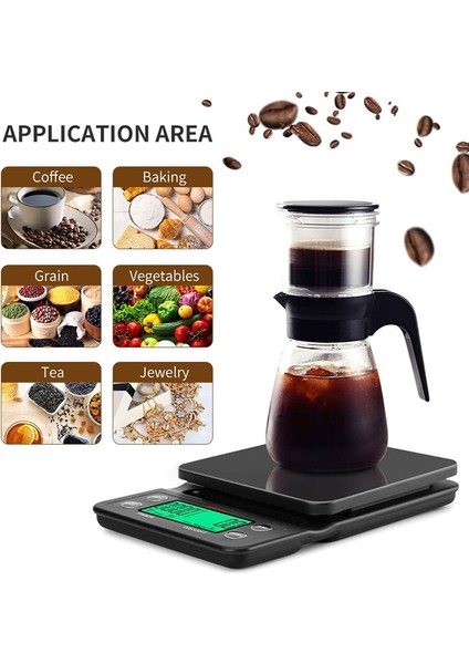 Siyah 5kg Ev Damla Kahve Ölçeği Zamanlayıcı ile 0.1g Yüksek Hassasiyetli Elektronik Terazi Dijital Mutfak Gıda Terazisi LCD Ağırlık Dengesi (Yurt Dışından) modelleri