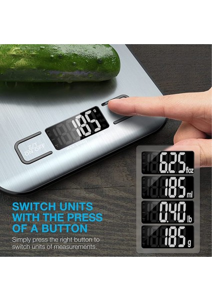 Şarj Beyaz 5kg Dijital Mutfak Terazisi 5KG/10KG Gıda Çok Fonksiyonlu Paslanmaz Çelik Denge LCD Ekran Gram Ons Ölçme Pişirme Pişirme (Yurt Dışından) modelleri