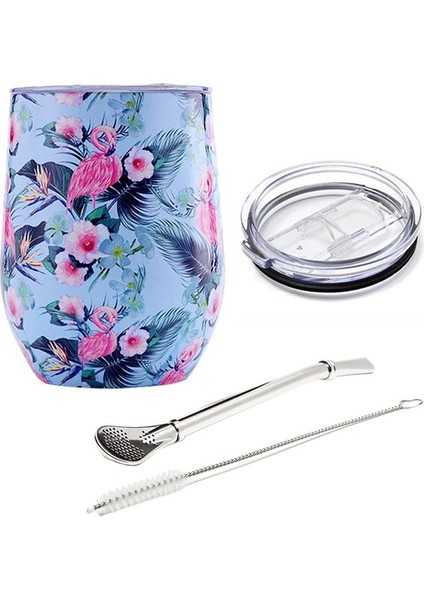 Lake Ranyin 7 Yerba Mate Straw 12OZ Yerba Mate Çay Bardağı Paslanmaz Çelik Sürgülü Kapaklı ve Samanlı Yalıtımlı Kupa Kahve Fincanı Kokteyl Şampanya Sevimli Tumbler Bardaklar (Yurt Dışından)