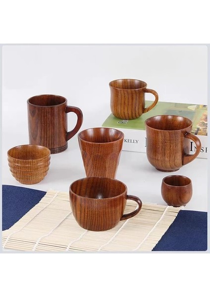 Küçük Göbek Fincan 50-200 ml Ahşap Büyük Göbek Bardak Japonya Tarzı Süt Su Kulplu Bardak Kahve Bira Çay Kupa El Yapımı Doğal Mutfak Bar Drinkware Bardaklar (Yurt Dışından) indirimleri
