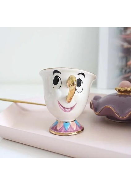 1 Fıncan Güzel ve Beast Çay Araçları Bayan Potts Çip Kahve Çay Seti Pot Kupa Porselen Su Isıtıcısı 18 K Altın Kaplama Seramik Yeni Yıl Hediyesi (Yurt Dışından)