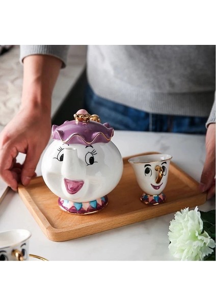 1 Fıncan Güzel ve Beast Çay Araçları Bayan Potts Çip Kahve Çay Seti Pot Kupa Porselen Su Isıtıcısı 18 K Altın Kaplama Seramik Yeni Yıl Hediyesi (Yurt Dışından) fiyatları