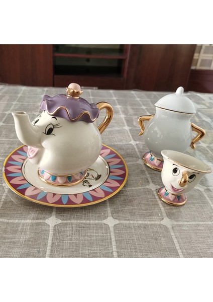 1 Fıncan Güzel ve Beast Çay Araçları Bayan Potts Çip Kahve Çay Seti Pot Kupa Porselen Su Isıtıcısı 18 K Altın Kaplama Seramik Yeni Yıl Hediyesi (Yurt Dışından) modelleri