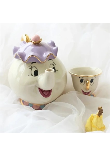 1 Fıncan Güzel ve Beast Çay Araçları Bayan Potts Çip Kahve Çay Seti Pot Kupa Porselen Su Isıtıcısı 18 K Altın Kaplama Seramik Yeni Yıl Hediyesi (Yurt Dışından) fırsatları