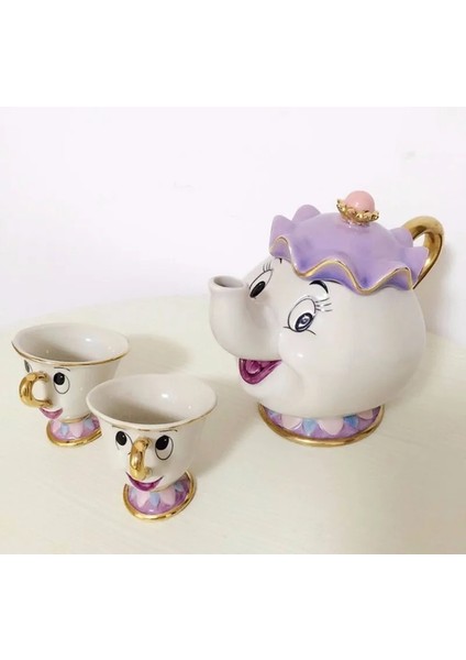 1 Fıncan Güzel ve Beast Çay Araçları Bayan Potts Çip Kahve Çay Seti Pot Kupa Porselen Su Isıtıcısı 18 K Altın Kaplama Seramik Yeni Yıl Hediyesi (Yurt Dışından) indirimleri